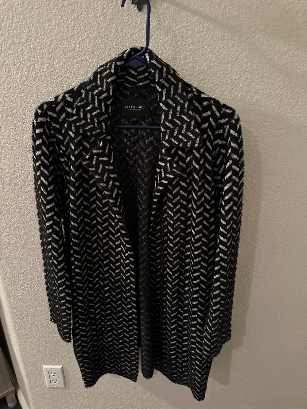 Liverpool Black and White Chevron Open Front Jacket